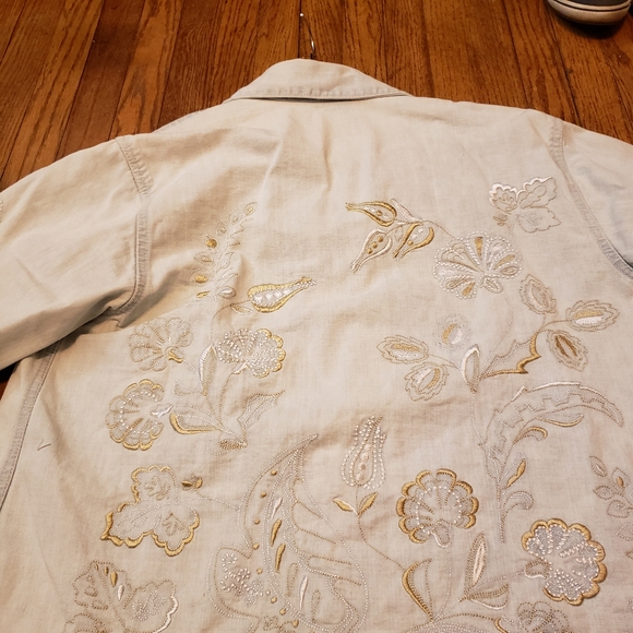 Coldwater Creek Pale Blue Jacket w/ embroidery Jacket Petite Large - Picture 12 of 15